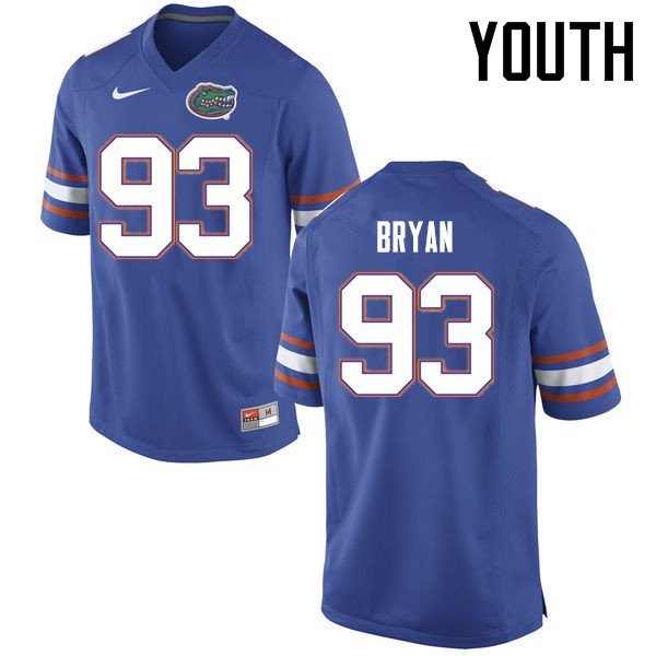 Florida Gators Youth #93 Taven Bryan College Football Jersey Blue